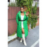 Longue doudoune matelassé en vert