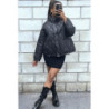 Manteau matelassé noir très chic et ajustable