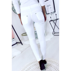 Pantalon slim Blanc, basic avec poche avant et arrière