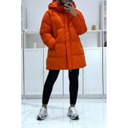 Doudoune orange bombée à capuche
