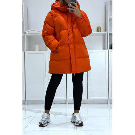 Doudoune orange bombée à capuche