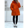 Doudoune orange bombée à capuche