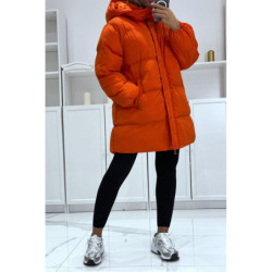 Doudoune orange bombée à capuche