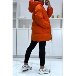 Doudoune orange bombée à capuche