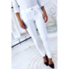 Pantalon slim Blanc, basic avec poche avant et arrière