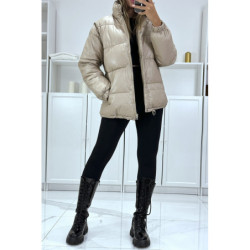 Superbe doudoune taupe matelassé 4 en 1