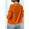 Veste fluide orange légère à zip et bordure dorée