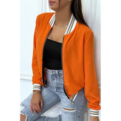 Veste fluide orange légère à zip et bordure dorée