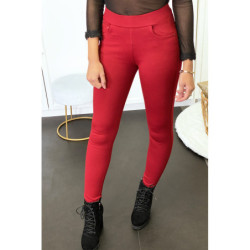 Pantalon slim bordeaux avec 5 poches
