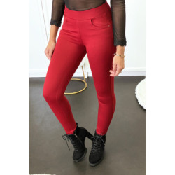 Pantalon slim bordeaux avec 5 poches