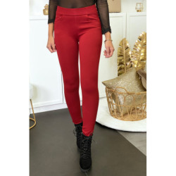 Pantalon slim bordeaux avec 5 poches