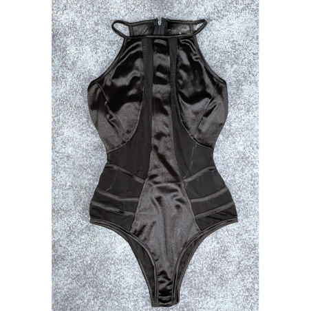 Body noir en satin et semi transparent