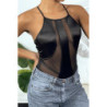 Body noir en satin et semi transparent