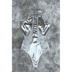 Body gris en satin et semi transparent