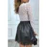 Body blanc en tulle transparent à pois