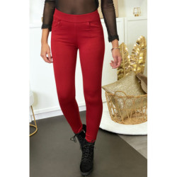 Pantalon slim bordeaux avec 5 poches