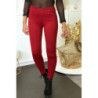 Pantalon slim bordeaux avec 5 poches