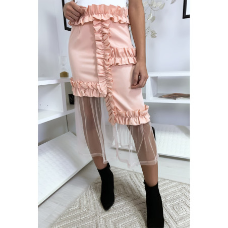 Jupe rose très chic à volant et tulle