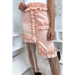 Jupe rose très chic à volant et tulle