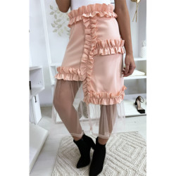 Jupe rose très chic à volant et tulle