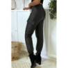 Pantalon cargo noir en simili