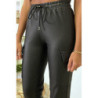 Pantalon cargo noir en simili