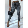 Pantalon slim noir avec motif poches et ceinture