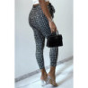 Pantalon slim noir avec motif poches et ceinture
