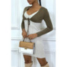 Bolero taupe en viscose à manches longues