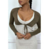 Bolero taupe en viscose à manches longues