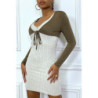Bolero taupe en viscose à manches longues