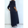 Longue robe sweat abaya marine à capuche