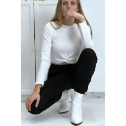 Pantalon treillis noir en strech avec poches