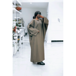 Abaya taupe over size (36-52) coupe kimono