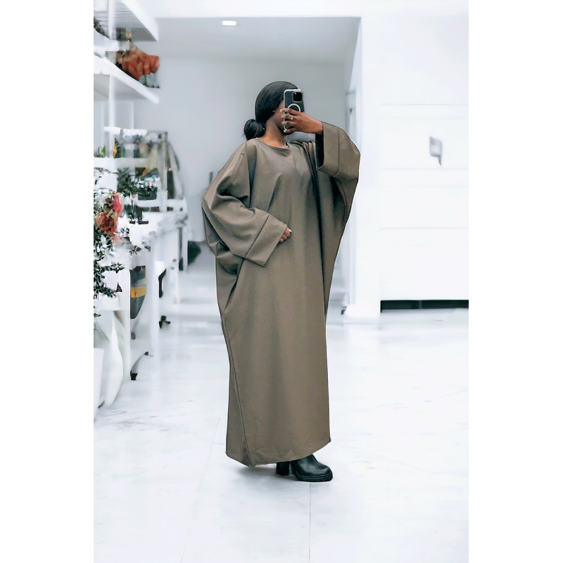 Abaya taupe over size (36-52) coupe kimono