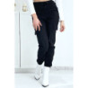 Pantalon treillis noir en strech avec poches