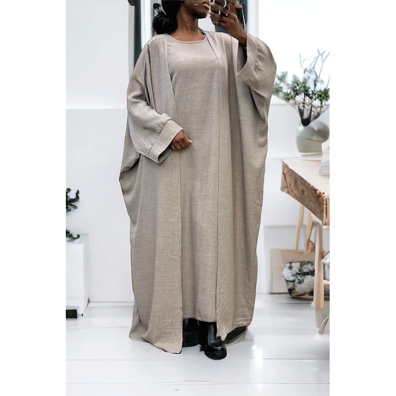 Abaya 2 pièces robe et kimono en gris