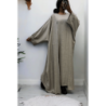 Abaya 2 pièces robe et kimono en gris
