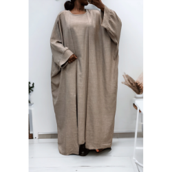 Abaya 2 pièces robe et kimono en gris