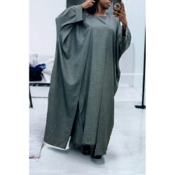 Abaya 2 pièces robe et kimono en anthracite