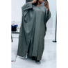 Abaya 2 pièces robe et kimono en anthracite