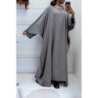 Abaya 2 pièces robe et kimono en anthracite