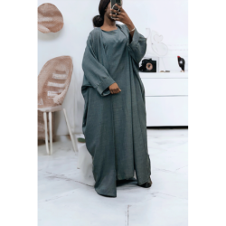 Abaya 2 pièces robe et kimono en anthracite