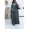Abaya 2 pièces robe et kimono en anthracite