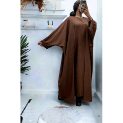 Abaya 2 pièces robe et kimono en choco