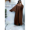 Abaya 2 pièces robe et kimono en choco