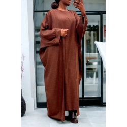 Abaya 2 pièces robe et kimono en choco