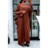 Abaya 2 pièces robe et kimono en choco