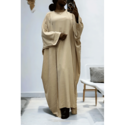 Abaya 2 pièces robe et kimono en beige