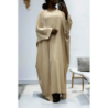 Abaya 2 pièces robe et kimono en beige